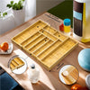 HOMESTEAD Drawer Organizer Kitchen Utensils - Silverware Drawer Organizer Tray, Bamboo Drawer Dividers Expandable for Kitchen, Bedroom, Office and Cosmetics 8-10 Compartments
